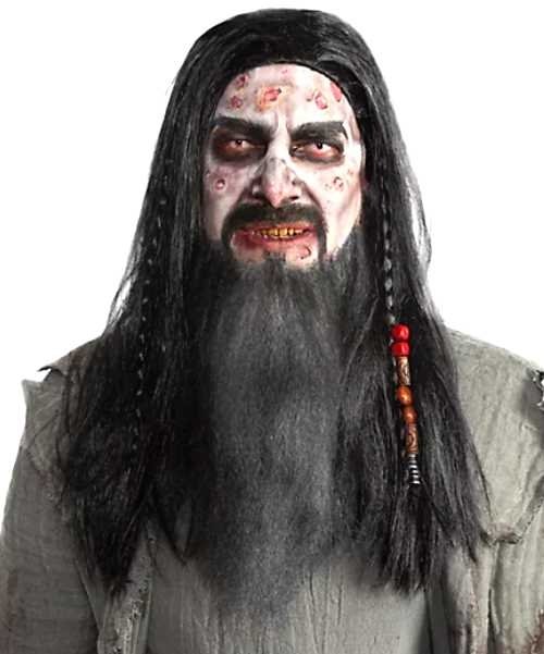 Sztuczne wąsy i broda Pirat Zombie - profesjonalny zarost: sztuczna broda i wąsy ręcznie wiązane + klej Mastix