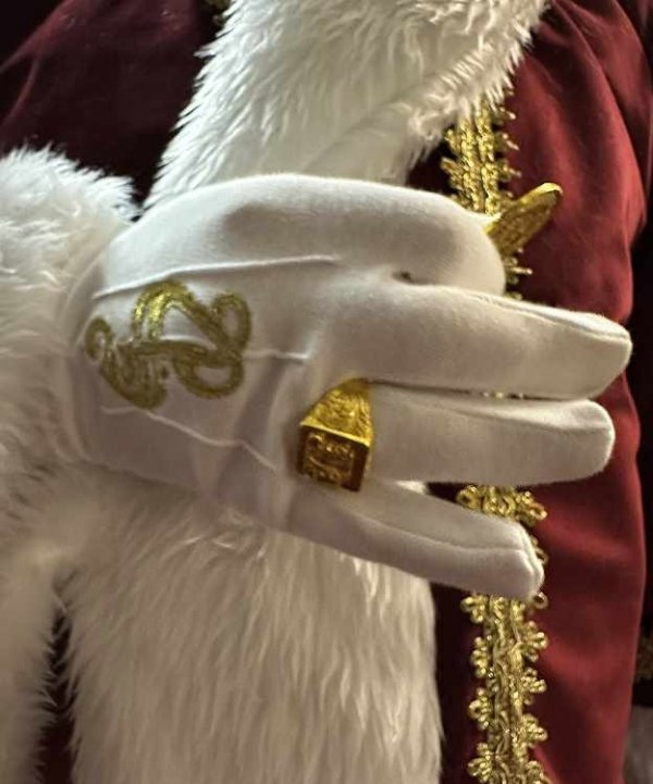 Profesjonalne duże rękawiczki Gwiazdora z emblematem Świetego Mikołaja Santa on model