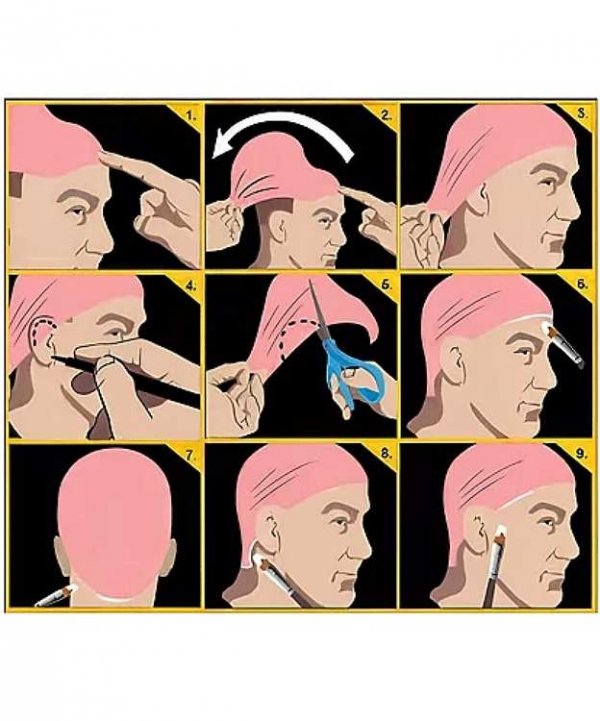 sztuczna łysina z lateksu, łysina lateksowa, bald cap, czepiec lateksowy, łysina charakteryzatorska, czepiec do charakteryzacji, lateks SFX, efekty specjalne