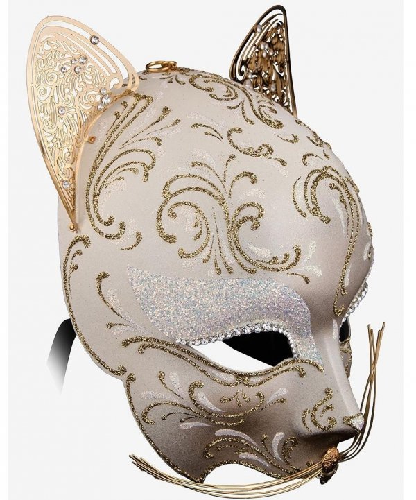 Oryginalna maska wenecka Kot Egipski Gold widok z boku