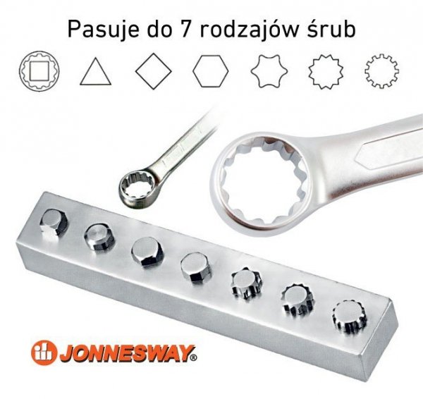 Jonnesway Klucz SUPER TECH 7w1 18mm 11/16&quot; E22 płasko-oczkowy z grzechotką 72 zęby W86118