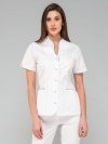 Bluza medyczna - scrubs -Róża kr. rękaw biała, lamówka atramentowy