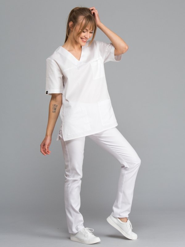 Bluza medyczna - scrubs -ANIA - biała