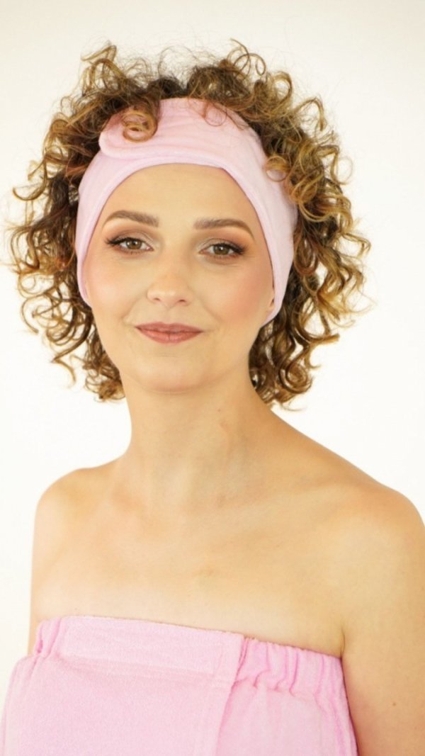 Opaska kosmetyczna frotte jasny róż