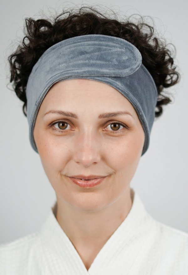 welurowa opaska kosmetyczna popielata