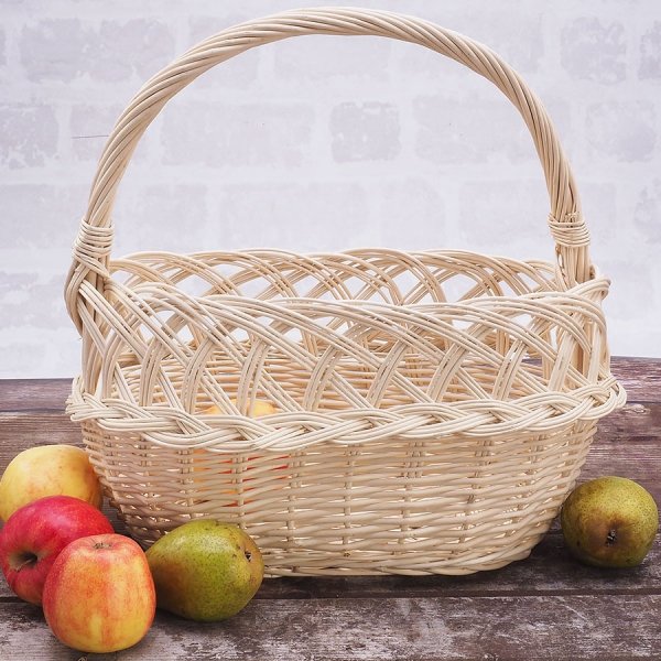 Kosz na zakupy Ażur z warkoczem Biały 34 cm - Sklep z wiklina - zdjęcie 6