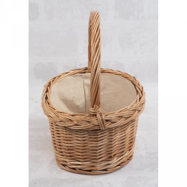Kosz prezentowy obszyty płótnem 32 cm - sklep z wiklina - zdjecie 2