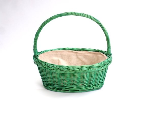 Kosz prezentowy obszyty płótnem Zielony 32cm - Sklep z wiklina - zdjęcie 2