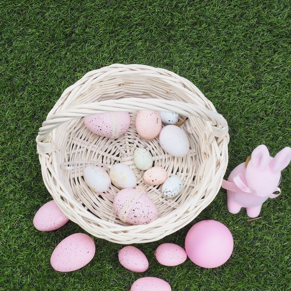 Biały Koszyczek Wielkanocny Okrągły 22cm - Sklep z wiklina - zdjęcie 1