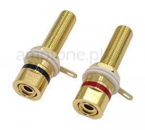 Banana jack 4mm, Speaker terminal, small, Gold, (2pcs)