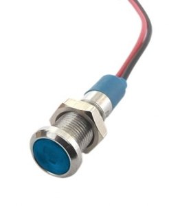 LED socket chromed mini - blue light 8mm