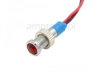 Kontrolka chromowana LED mini - czerwona 8mm, 12V