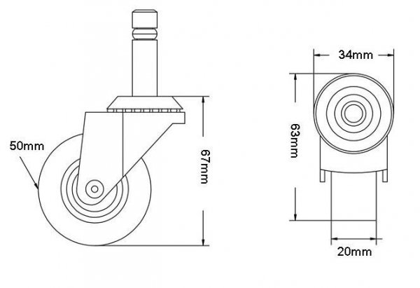 Castor Fender style 50mm