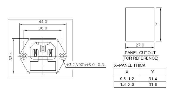 Power jack IEC + fuse holder