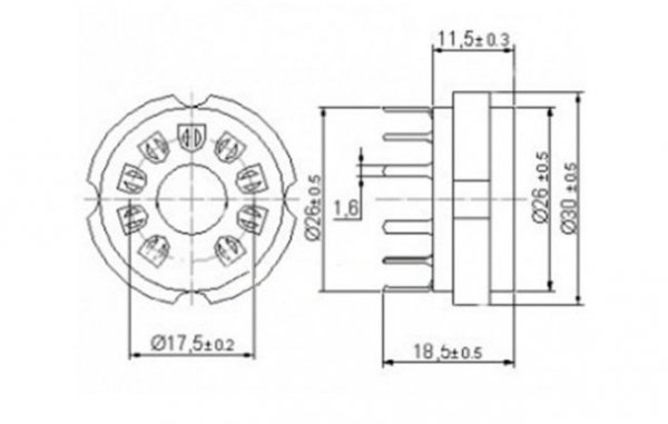 Socket 9 Pin PCB Magnoval