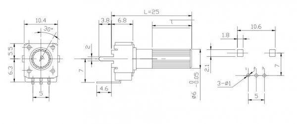 Potentiometer 9mm 200k/B linear standard