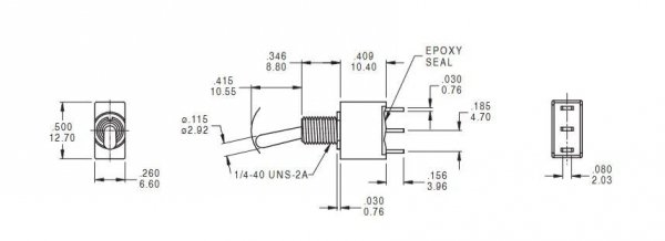 Switch toggle SPDT mini, sealed IP67