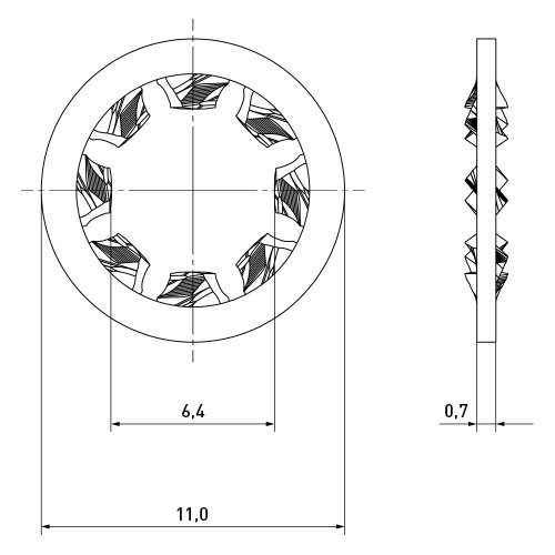 Serrated tooth washer M6, zinc plated