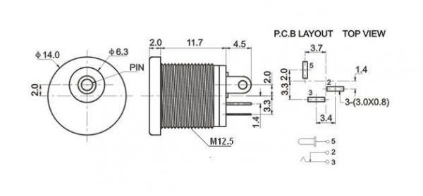 DC jack 2.1mm, Boss style red