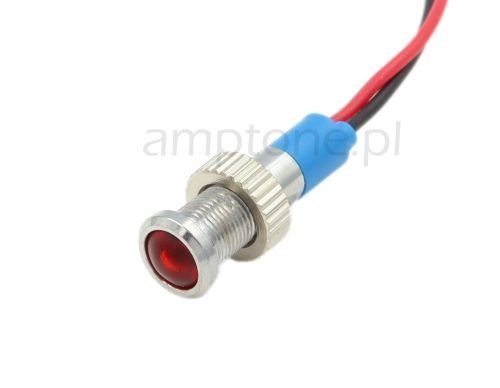 Kontrolka chromowana LED mini - czerwona 8mm