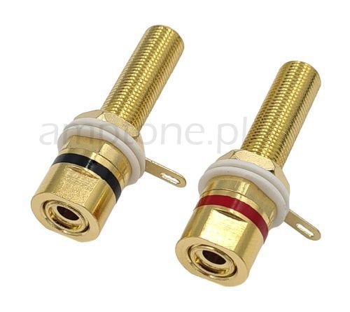 Gniazda bananowe, izolowane 4mm, złote, głośnikowe LAG36 (2szt)