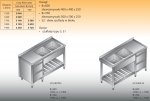 Stół zlewozmywakowy 2-zbiornikowy lo 240/s2 - 1700x700