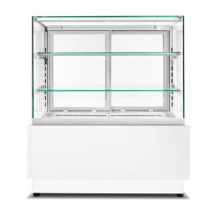 Witryna cukiernicza neutralna Dolce Visione Breve Neutro Premium 1300 | wnętrze ze stali nierdzewnej | wersja obniżona | 1300x670x1110+/-10 mm
