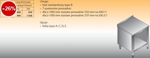 Stół z prowadnicami na pojemniki gn lo 111 500/600