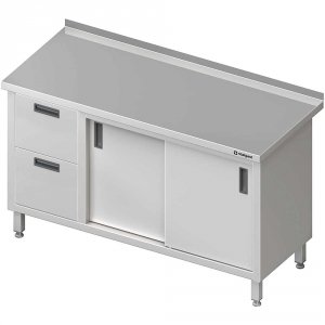 stół przyścienny z blokiem dwóch szuflad (L),drzwi suwane 1200x700x850 mm