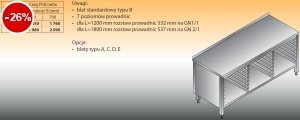 Stół z prowadnicami na pojemniki gn lo 113 1200/600