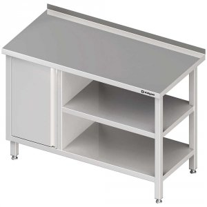 Stół przyścienny z szafką (L),i 2-ma półkami 1500x600x850 mm