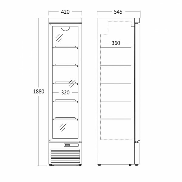 Szafa chłodnicza przeszklona DC160BD | czarna | 157l