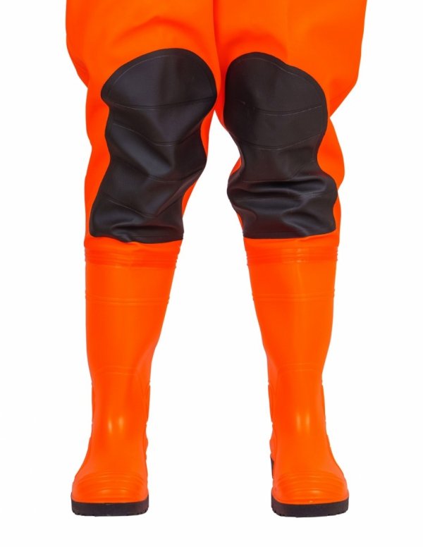 WATERPROOF FLUO CHEST WADERS MAX S5 (SAFETY BOOTS S5 AND KNEE REINFORCEMENT) SBM01 FLUO