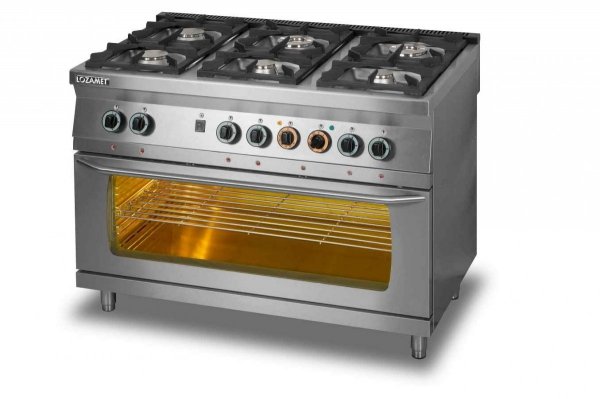 Kuchnia gazowa 6-palnikowa z piekarnikiem elektrycznym 3xGN 1/1 L700.KG6 PE max Lozamet