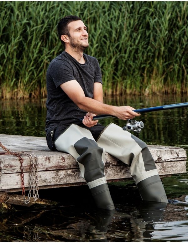 WATERPROOF THIGH WADERS PREMIUM 400P WITH KNEE REINFORCEMENT WRP02