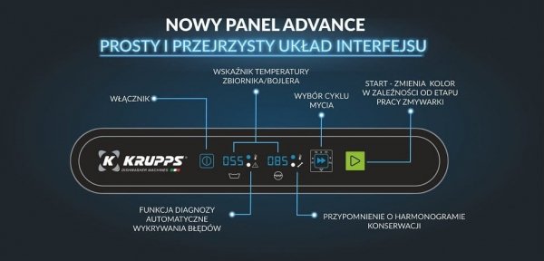 Zmywarka do szkła i talerzy | kosz 400x400 | 230V | panel elektroniczny Advance | KRUPPS ADVANCE LINE C432
