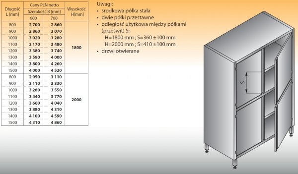 Szafa lo 506 - 1300x600x2000