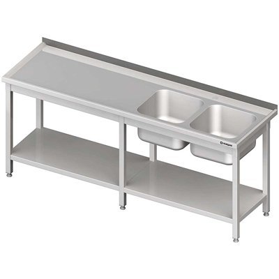 stół ze zlewem 2-kom.(P),z półką 2600x600x850 mm