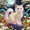 Haft Diamentowy Kot - Świetlisty Łowca 30x30 cm
