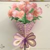 Kartka Pocztowa Okolicznościowa 3D Pop-up Kwiaty Piękne Goździki