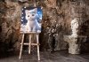 Malowanie Po Numerach Zestaw Kot o Niebieskich Oczach 40x50