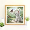 Haft Diamentowy Piesek w Bajkowym Ogrodzie 30x30 cm