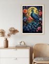 Haft Diamentowy Paw Kwiecisty Majestat 45x60 cm