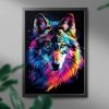 Malowanie Po Numerach Czarne Płótno Zestaw Kolorowy Wilk 40x50