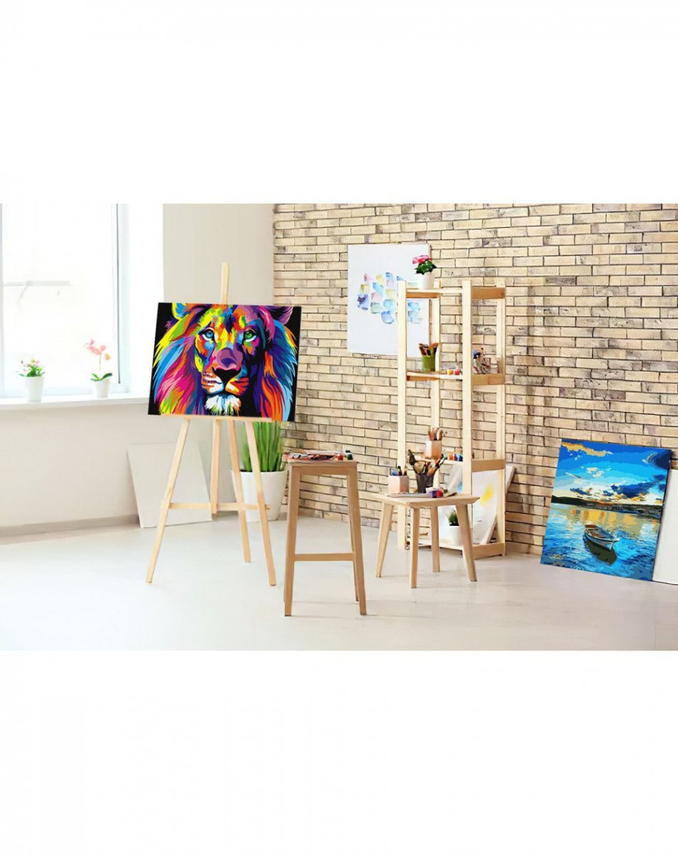 Malowanie Po Numerach Zestaw Tęczowy Lew 40x50