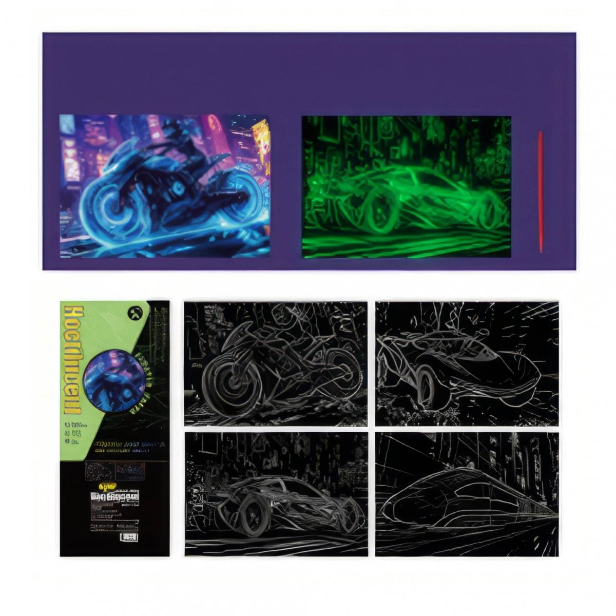 Świecąca w Ciemności Zdrapka Miejski Puls (4szt.) 28x21 cm