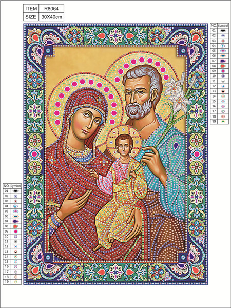 Haft Diamentowy Święta Rodzina 30x40 cm