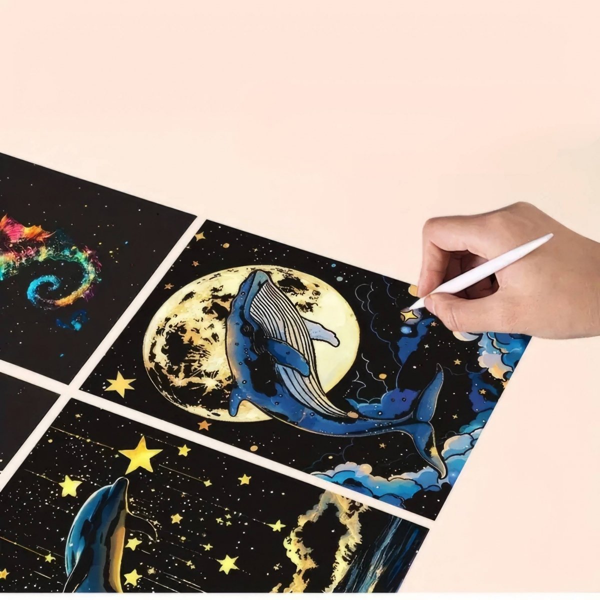 Świecąca w Ciemności Zdrapka Podwodny Świat (4szt.) 20x14 cm