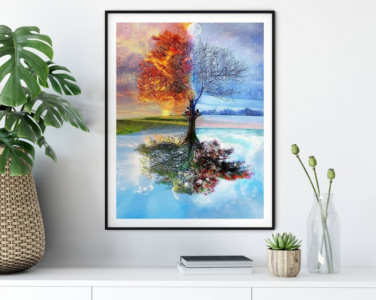 Haft Diamentowy Drzewo Cztery Pory Roku 45x55 cm K