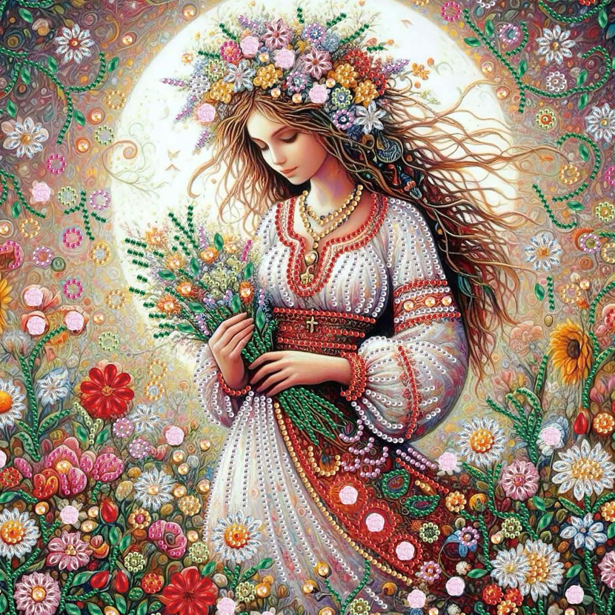 Haft Diamentowy Słowiańska Kobieta 40x40 cm